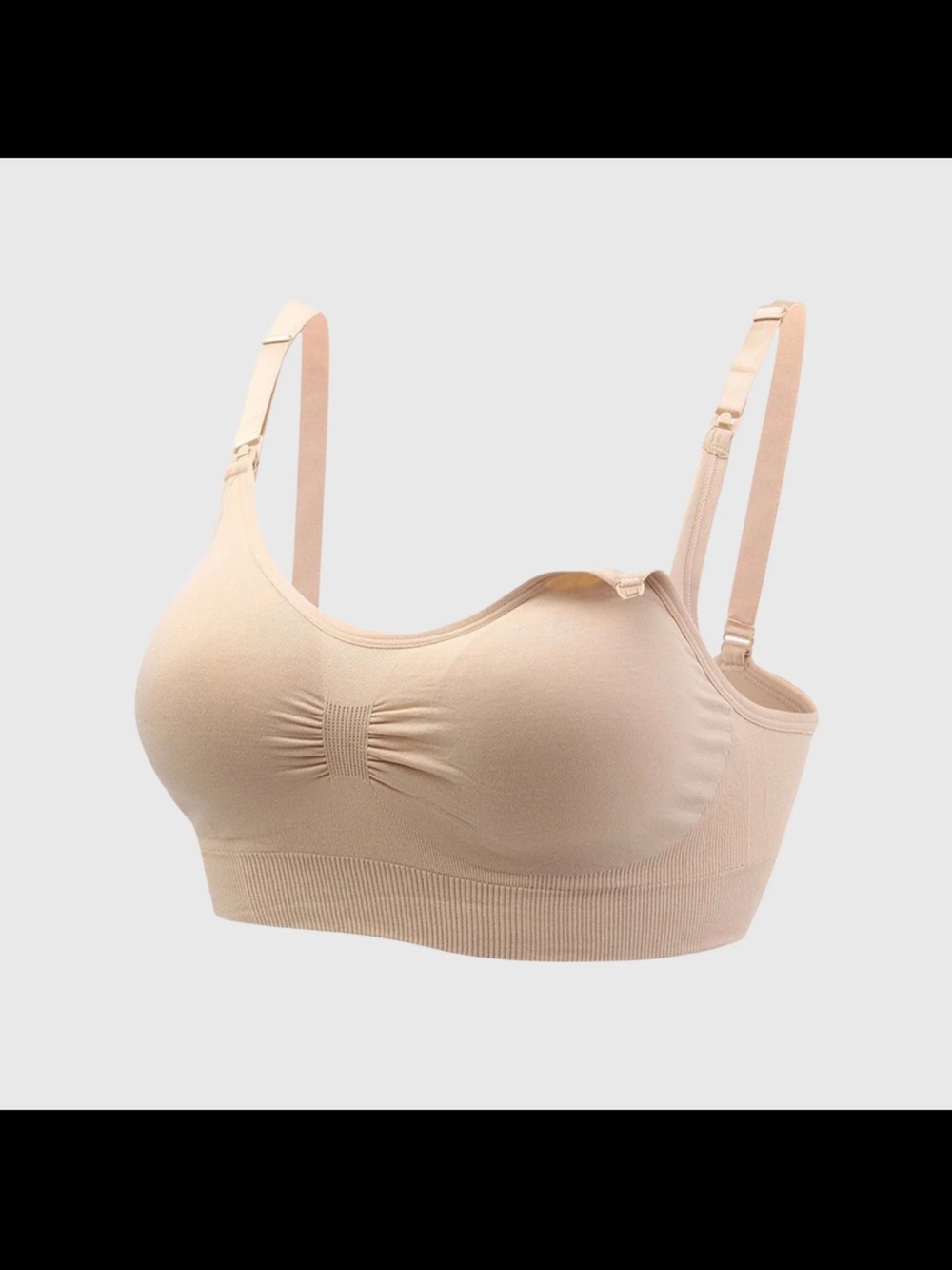 Seamless Beige Nursing Bra with Adjustable Straps